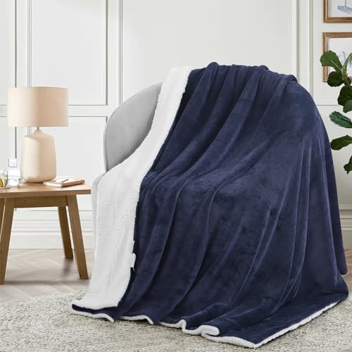 Dark Grey Queen Size Sherpa Flannel Reversible Throw Blanket 90x90 Inches B608