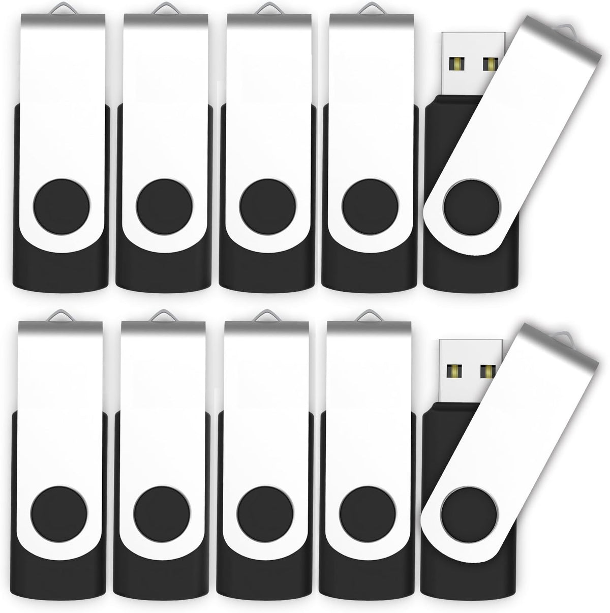 10 Pack 4GB USB2.0 Swivel Flash Drives with Led Indicator, Black Z670882