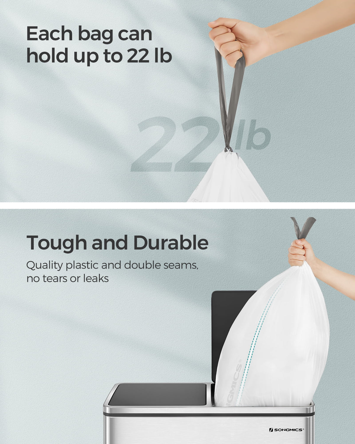 8.5 Gal White Drawstring Trash Bags H616394