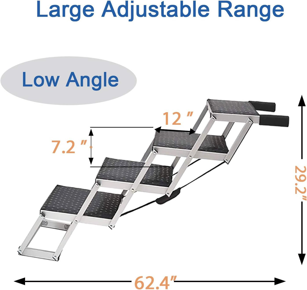 Extra Wide Aluminum Foldable Dog Car Stair with Nonslip Surface, 4 Steps D514798