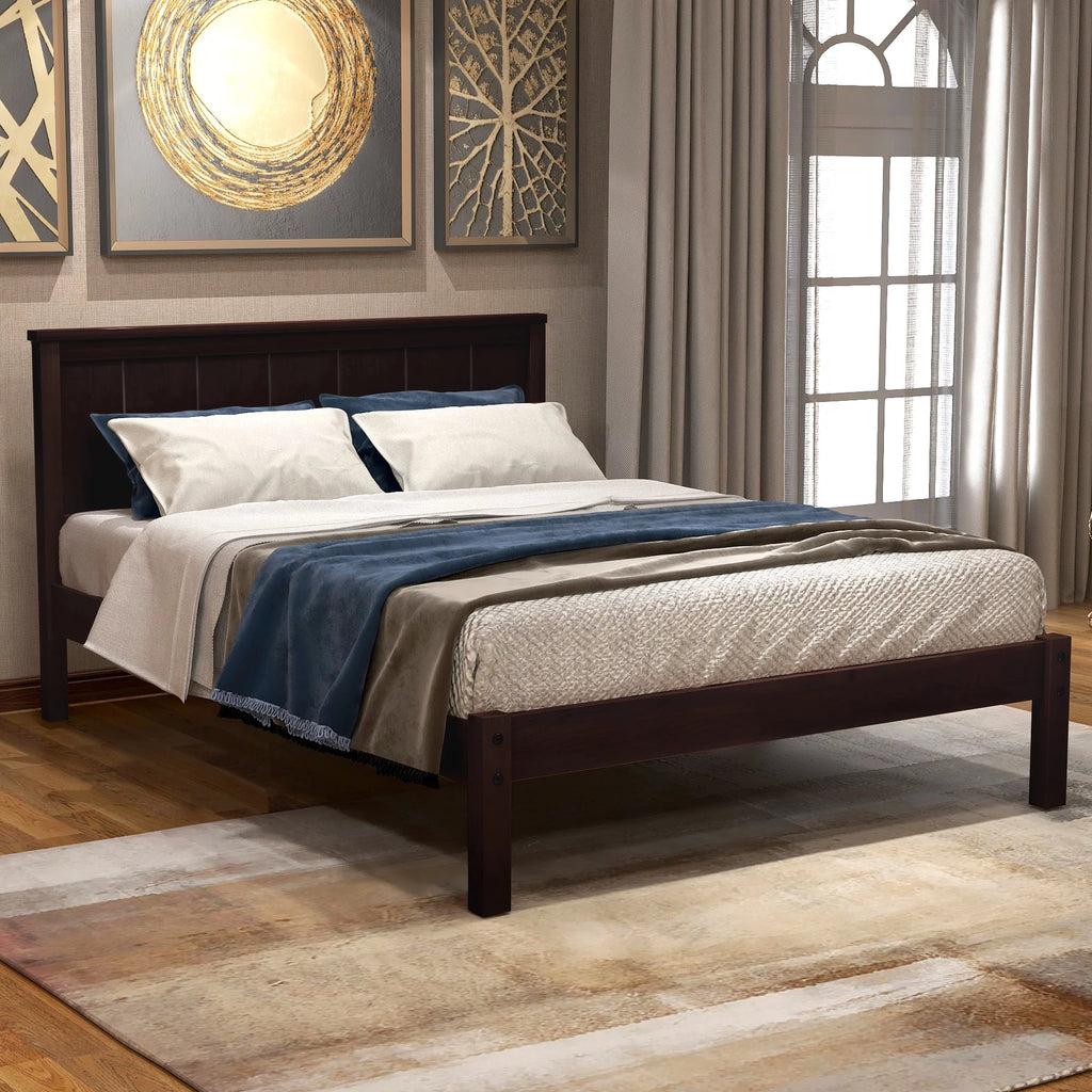 Twin Size Wood Platform Bed with Headboard B67986