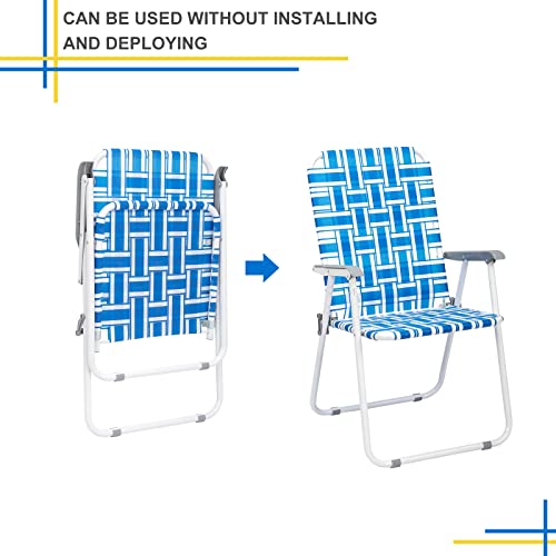 Set of 2 Yellow Webbed Folding Lawn Chair E215