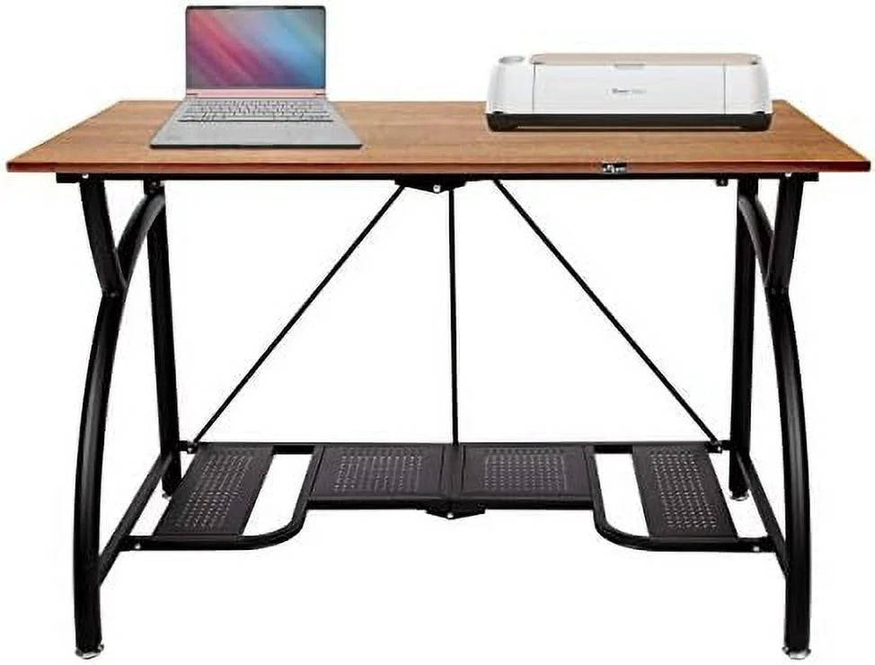 Folding Wooden Computer Desk with Bottom Shelf Black X72656