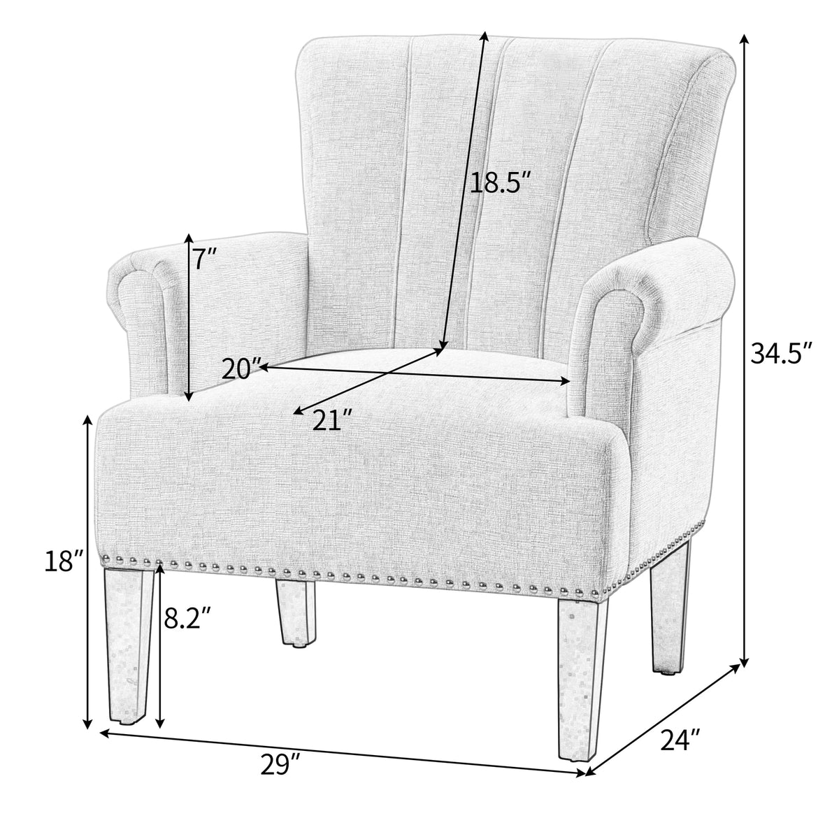 Navy Blue Tufted Polyester Armchair Z5798