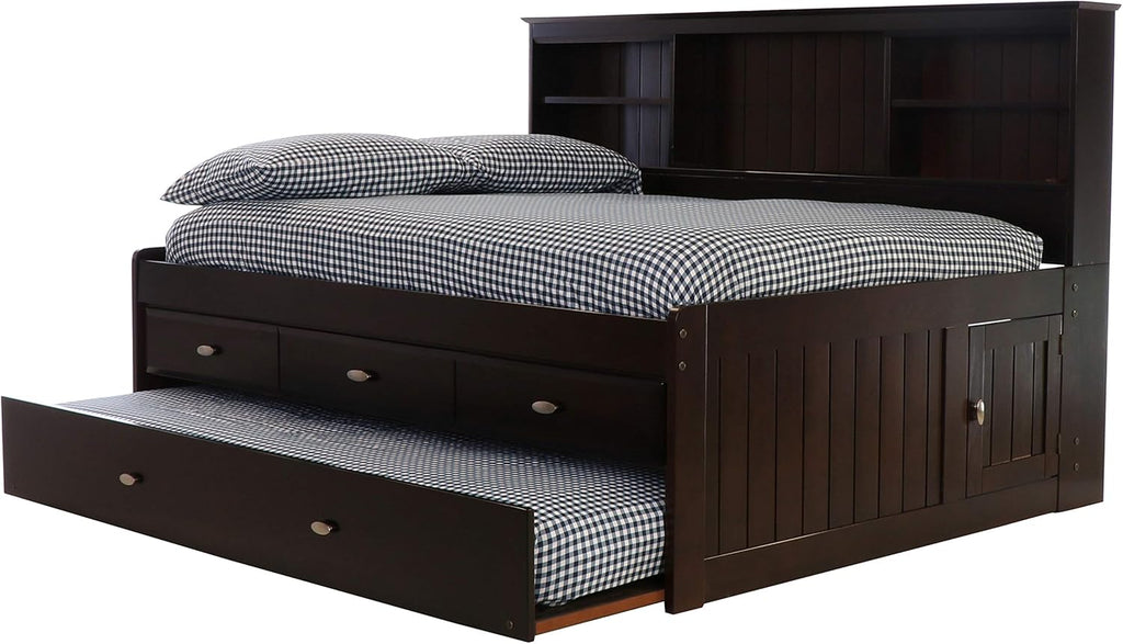 Full Bookcase Daybed with 3 Drawers & Trundle Espresso J61990