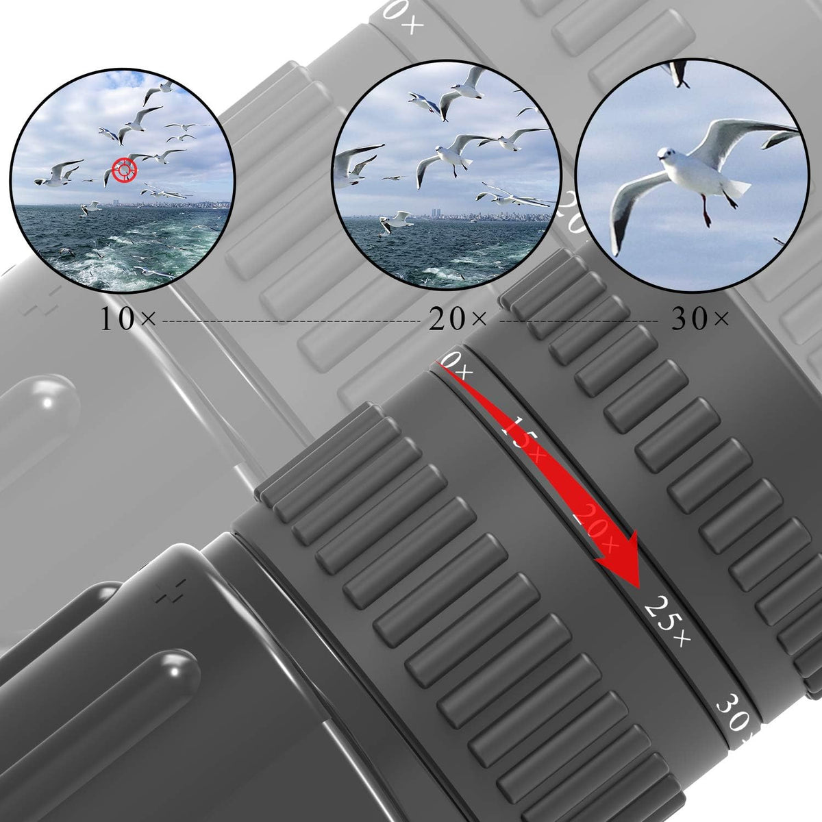 10-30X50 Zoom Monocular Telescope BAK4 Prism Waterproof A5781
