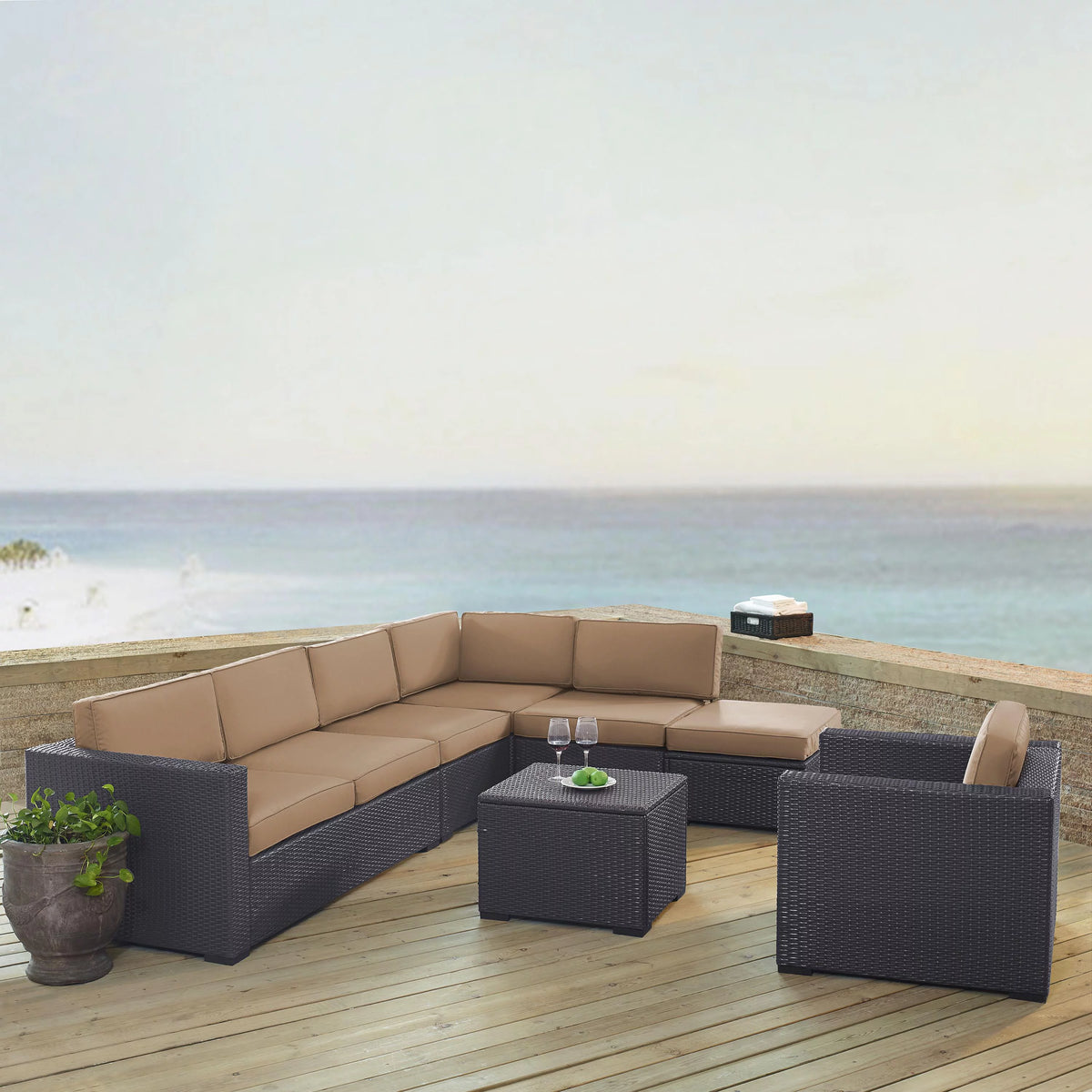 7 Person Outdoor Wicker Seating Set N712