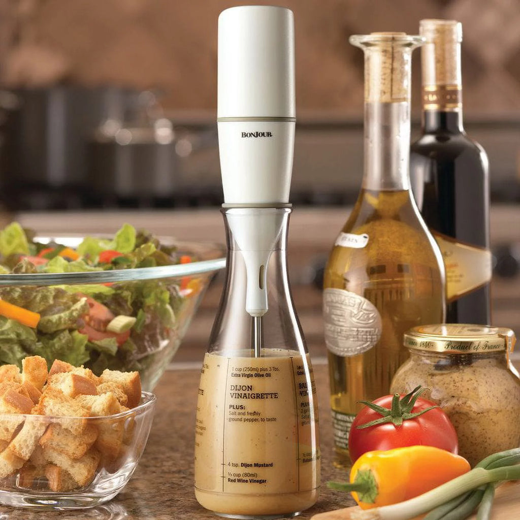 Plastic Salad Dressing Carafe and Handheld Mixer, 12 oz E191644