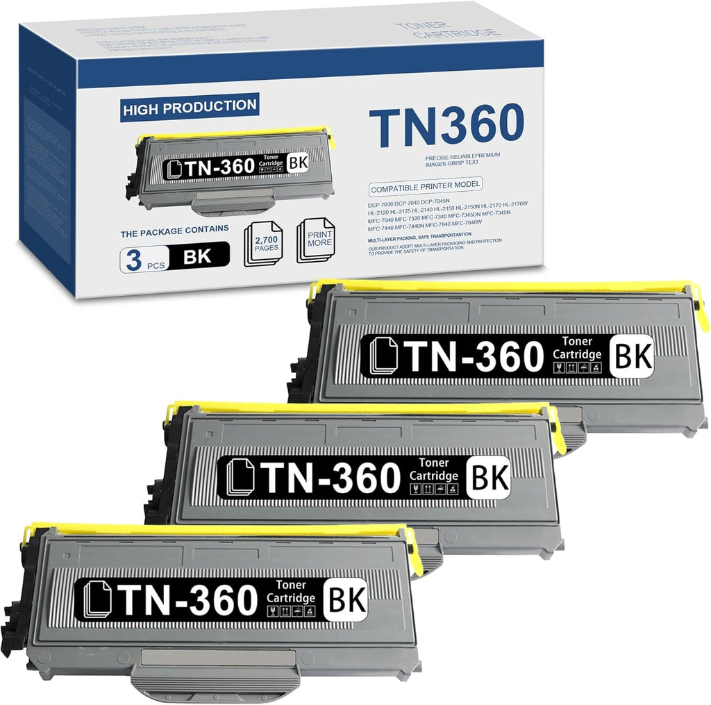 3 Pack Black Toner Cartridge for Brother Printer R770136