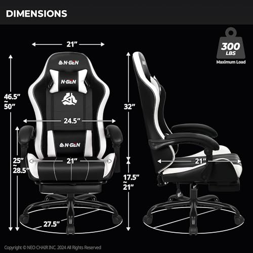 Black PU Leather High Back Ergonomic Video Gaming Chair with Footrest B852463