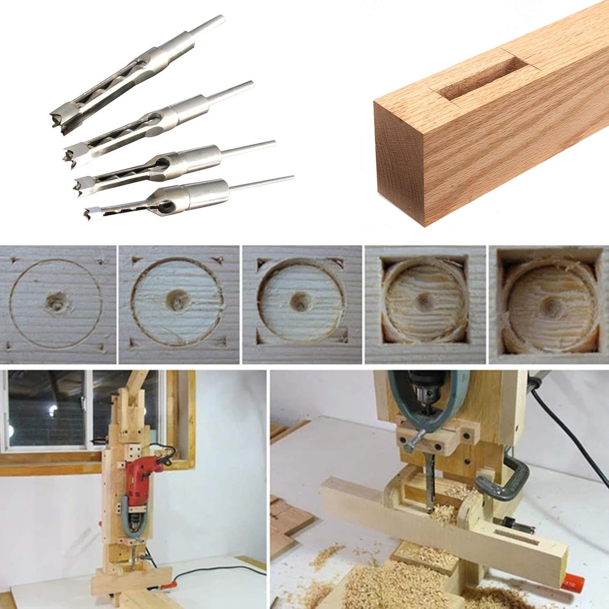 Bench Drill Locator Set, Square Hole Chisel Drilling Machine Woodworking Mortiser Location Tool, Mortising Attachment Kit I713089