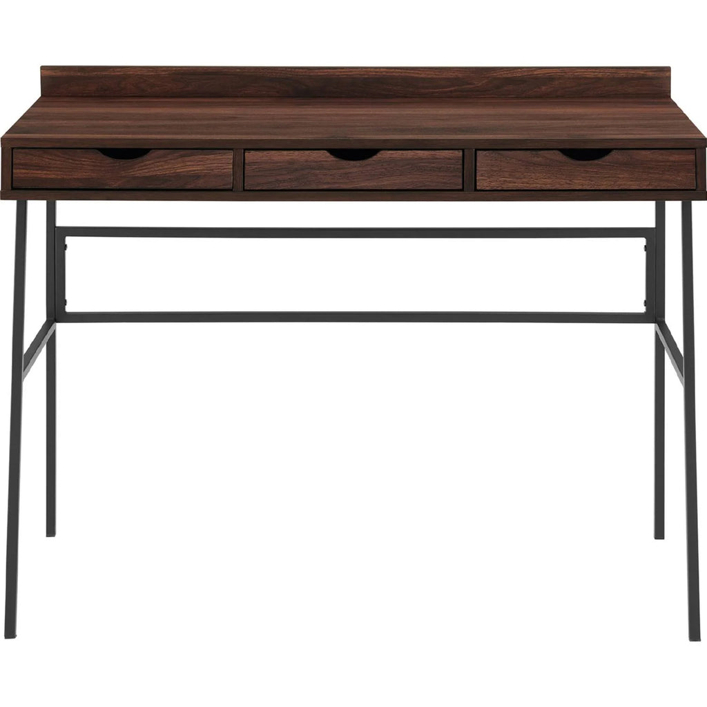42x22 3-Drawer Angled Front Desk Dark Walnut L42121