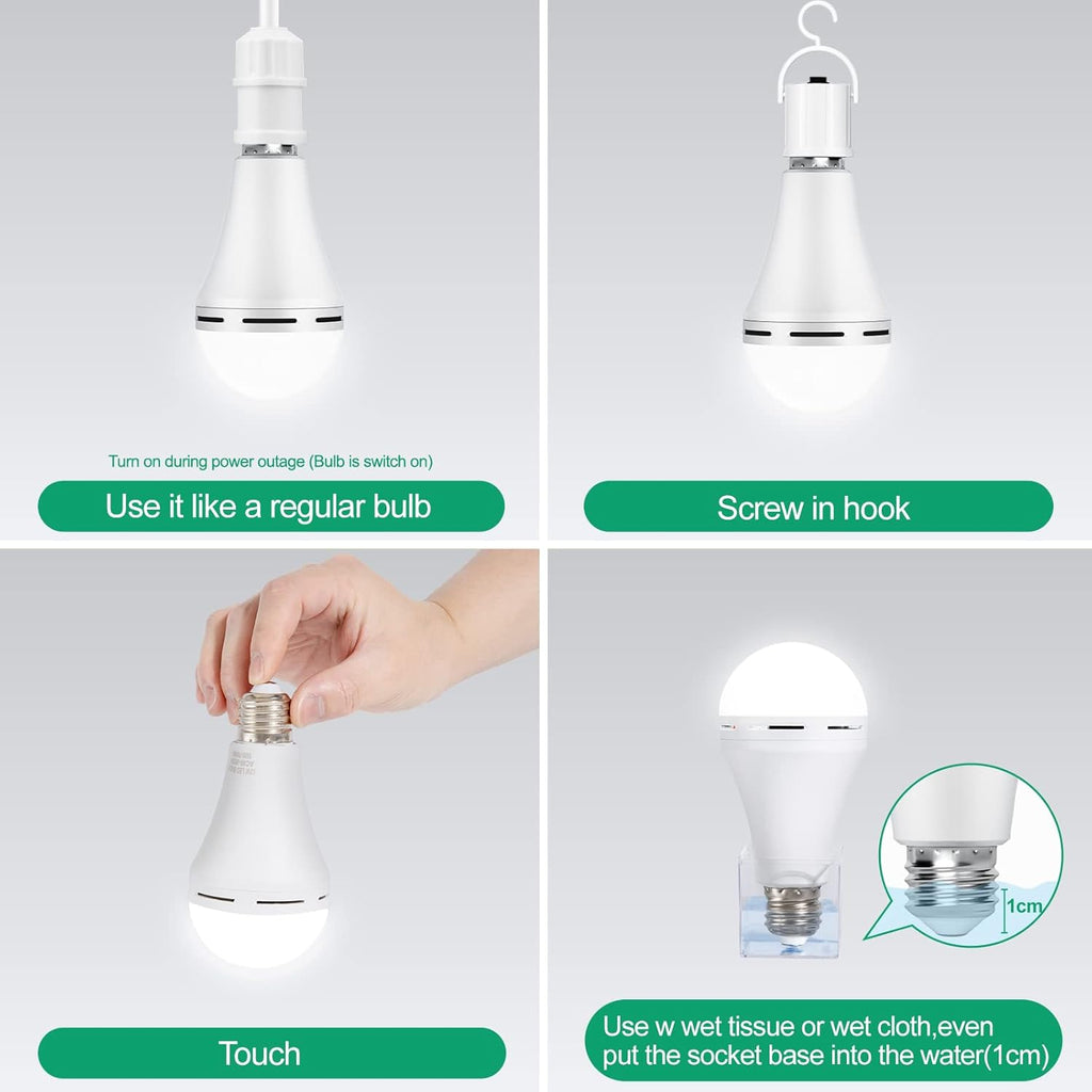 Rechargeable Emergency LED Light Bulb with Hook 1200mAh 12W 10 Pack X766120