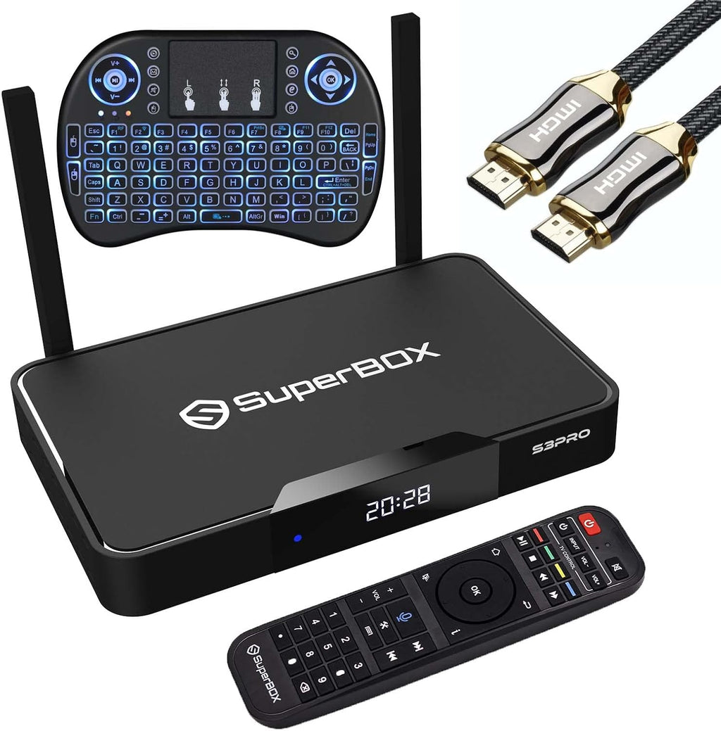 SuperBox S3 Pro with Voice Remote, Backlit Mini Keyboard & 8K HDMI Cable J2980