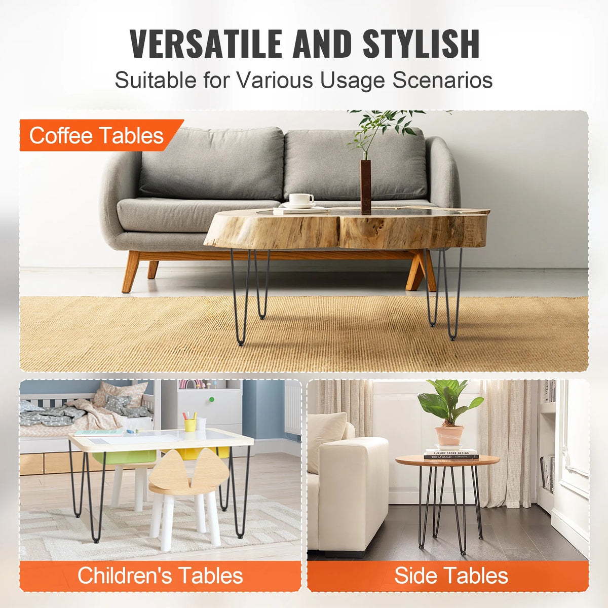 16" Solid Metal Heavy Duty Furniture Legs V7750