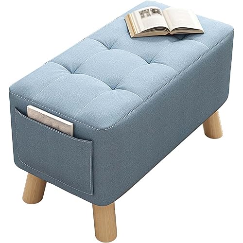 Rectangle Foot Stool with Padded Seat and Solid Wood Legs I621507
