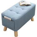 Rectangle Foot Stool with Padded Seat and Solid Wood Legs I621507