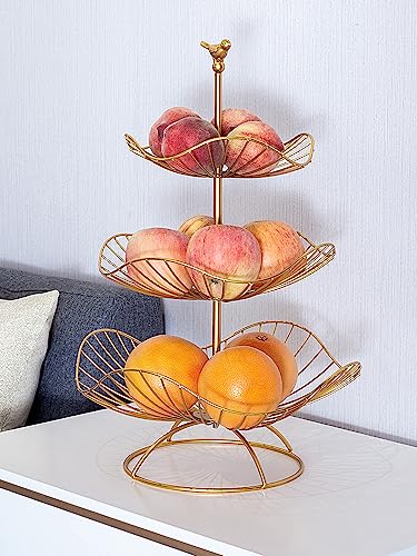 Gold Metal 3-Tier Fruit Basket Holder P396382