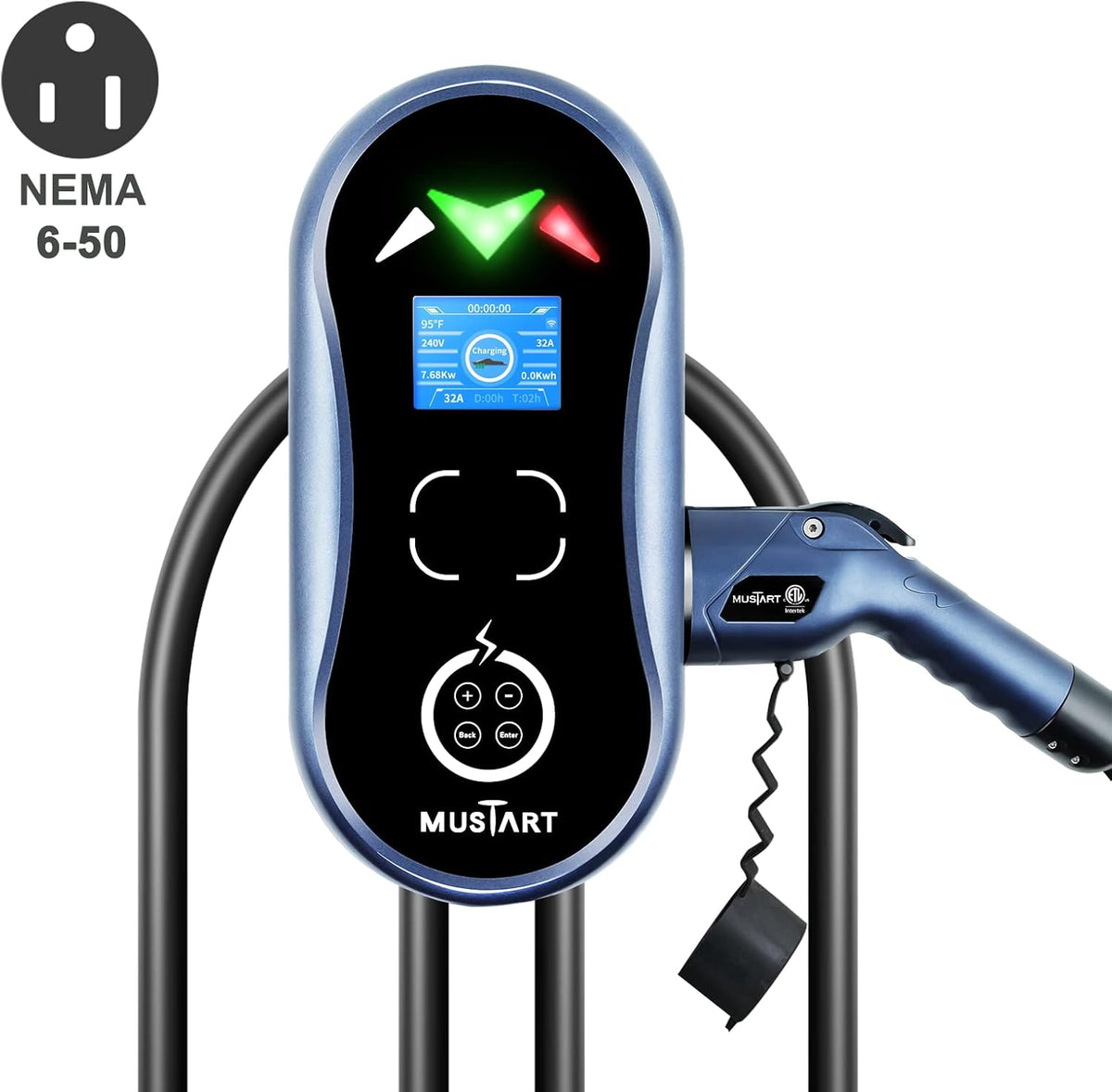 Portable EV Charger with 25ft Cable, 32 Amp Adjustable, NEMA 14-50P P597