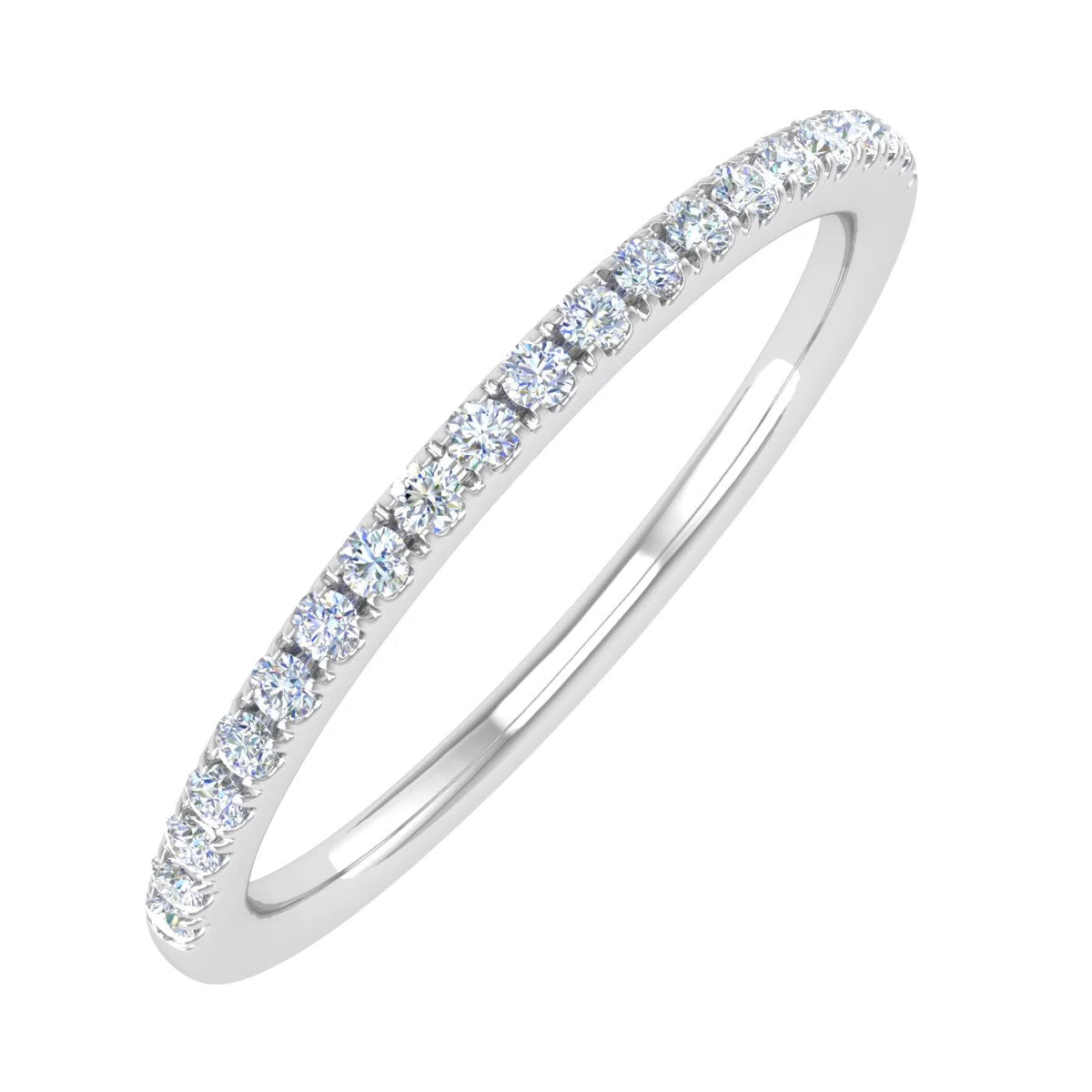 14K White Gold Half Eternity Diamond Wedding Band Ring N68799