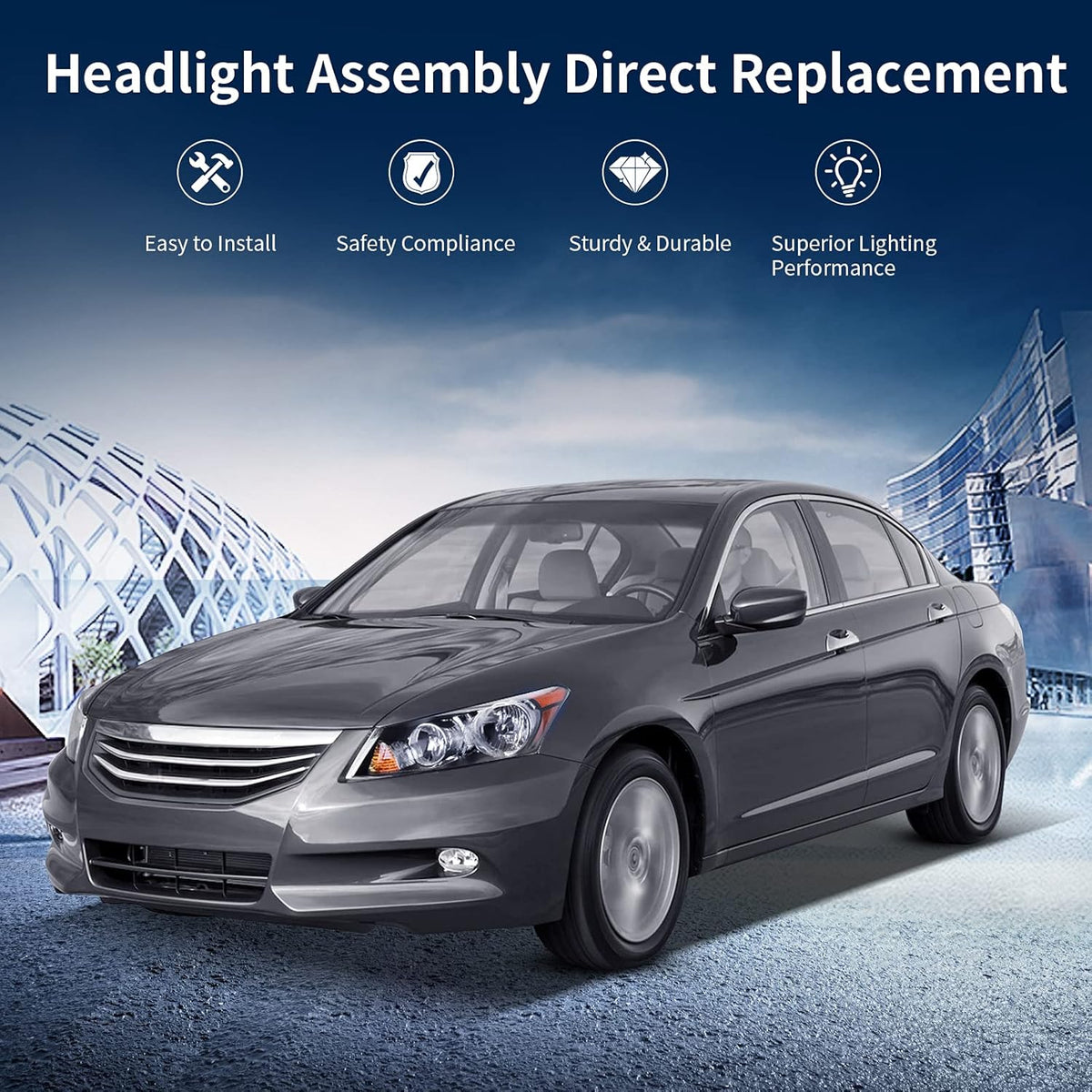 Headlight Assembly for 2008-2012 Accord 4-Door Sedan L4884