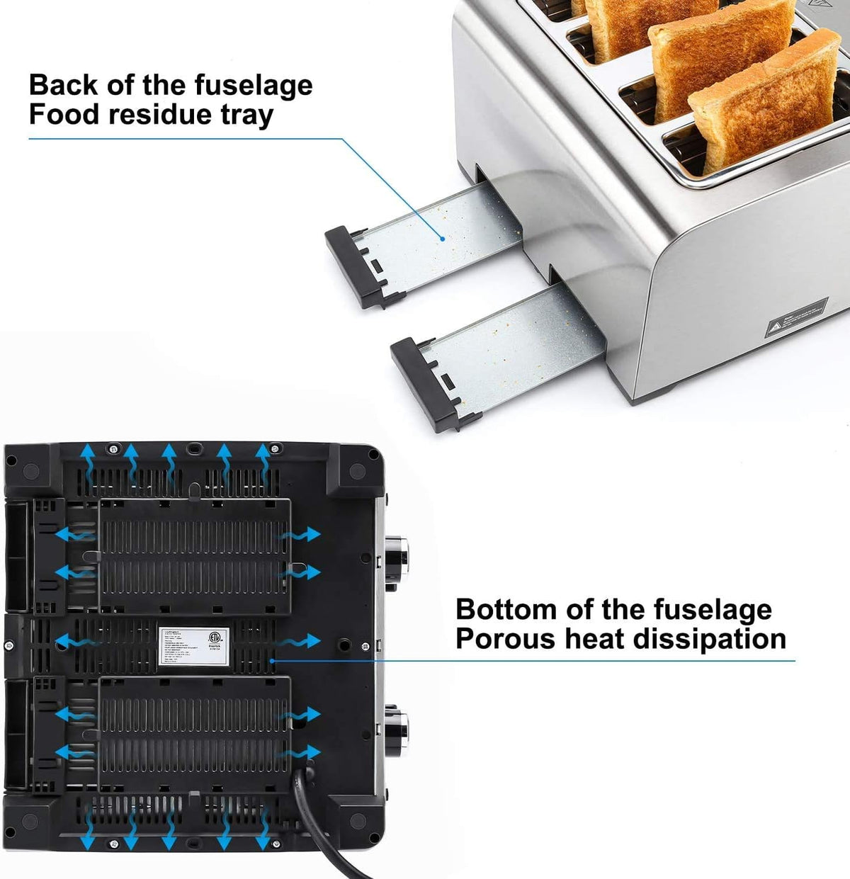 4 Slice Stainless Steel Toaster with Extra Wide Slots Y453074