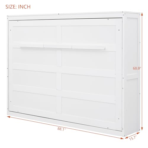 Full Size White Murphy Bed Cabinet R134