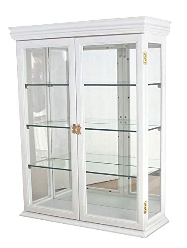 26" Solid Wood Wall Mount Curio Cabinet White Z54043