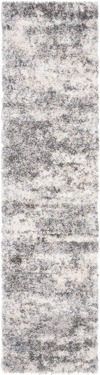 2' x 22' Grey Cream Plush Runner Rug Y90969