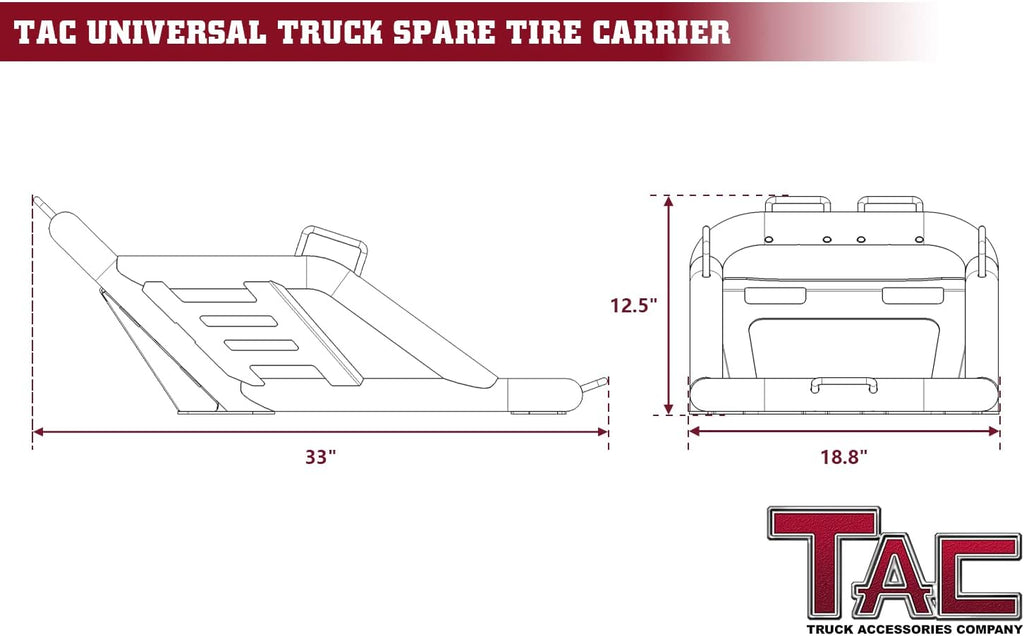Fine Textured Black Universal Spare Tire Carrier for 40 inch Tire Y365130