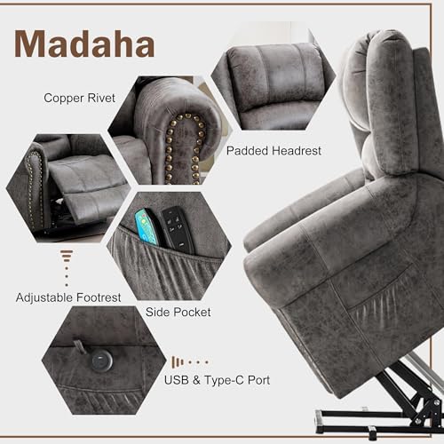 Large Dual Motor Power Lift Recliner Chair with Massage and Heat J1011