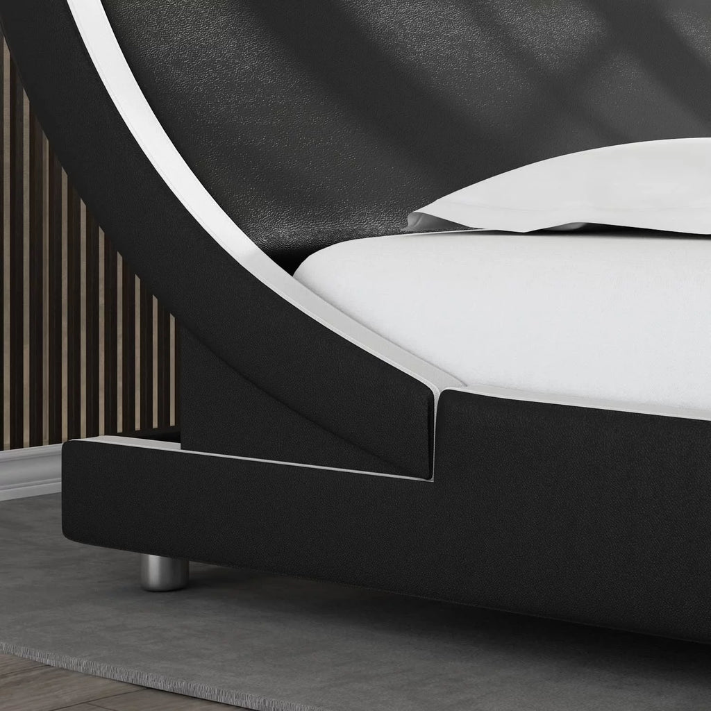 Queen Size Platform Bed Frame with Adjustable Headboard Q20936