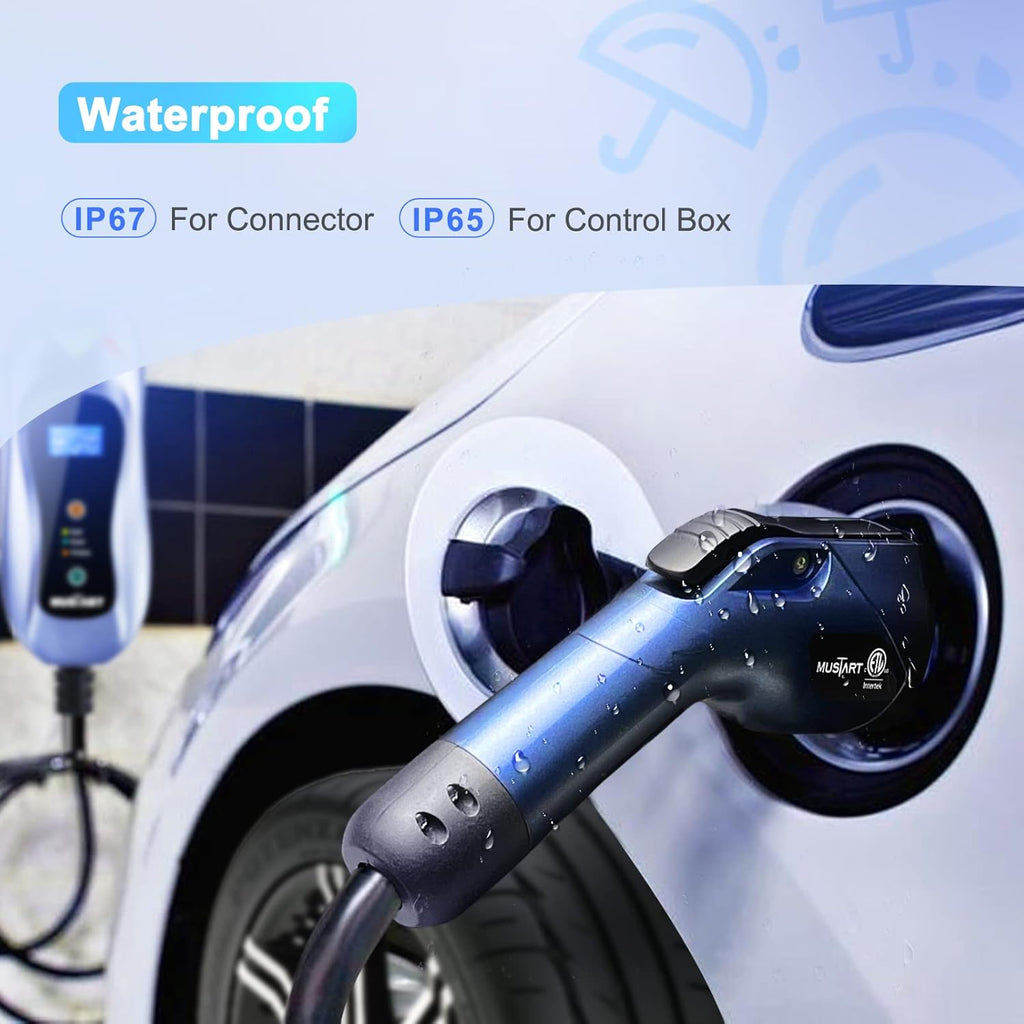 Portable EV Charger with 25ft Cable, 32 Amp Adjustable, NEMA 14-50P P597