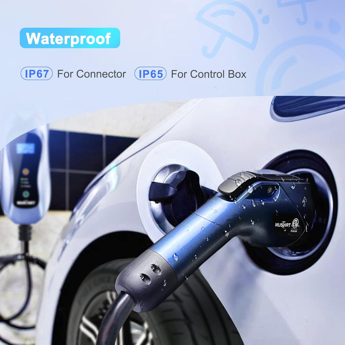 Portable EV Charger with 25ft Cable, 32 Amp Adjustable, NEMA 14-50P P597
