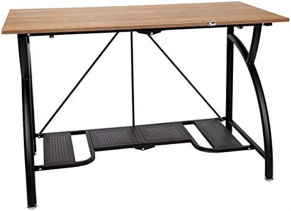 Folding Wooden Computer Desk with Bottom Shelf Black X72656