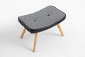 Black Wooden Square Cushion Foot Stool J9427