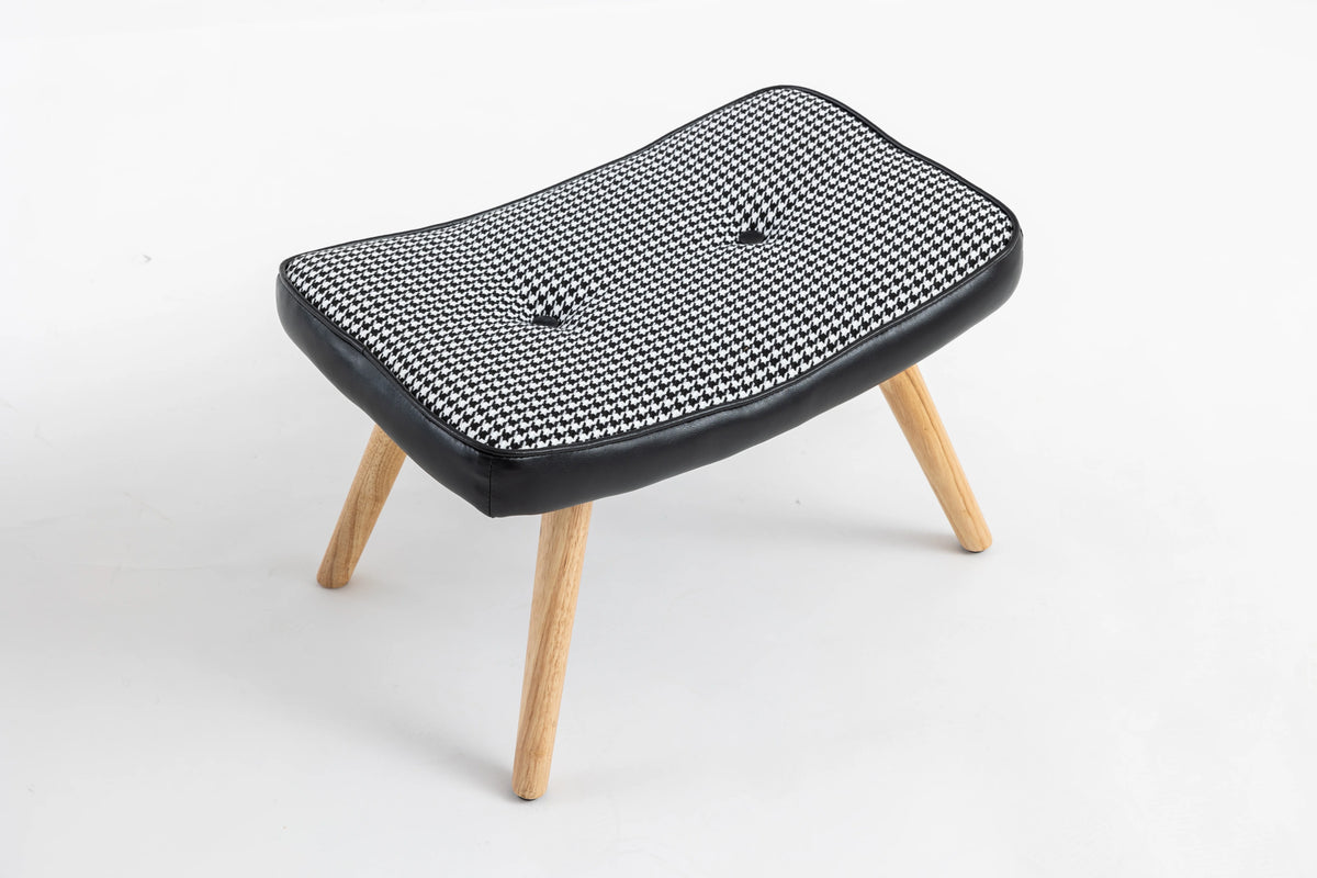 Black Wooden Square Cushion Foot Stool J9427
