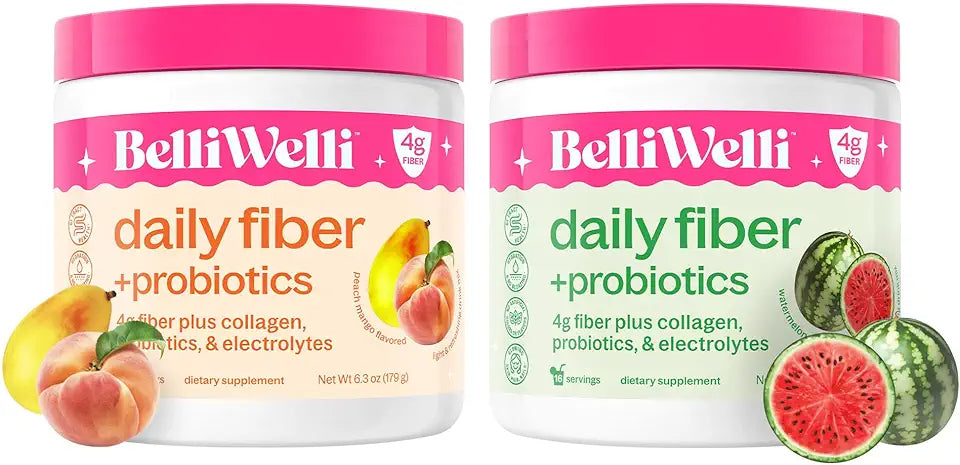 Fiber Supplement with Collagen, Probiotics & Electrolytes Peach Mango & Watermelon 32 Servings F702278