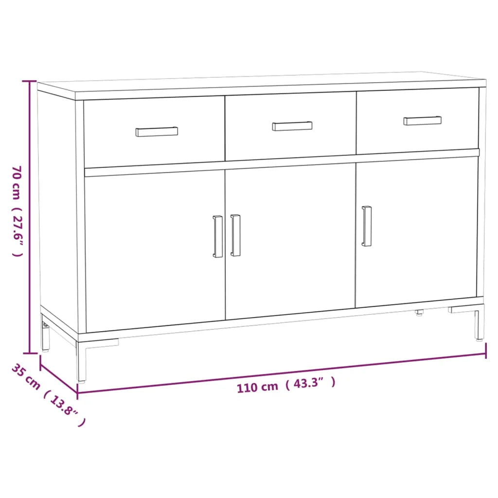 Black Solid Wood Pine Sideboard I2183