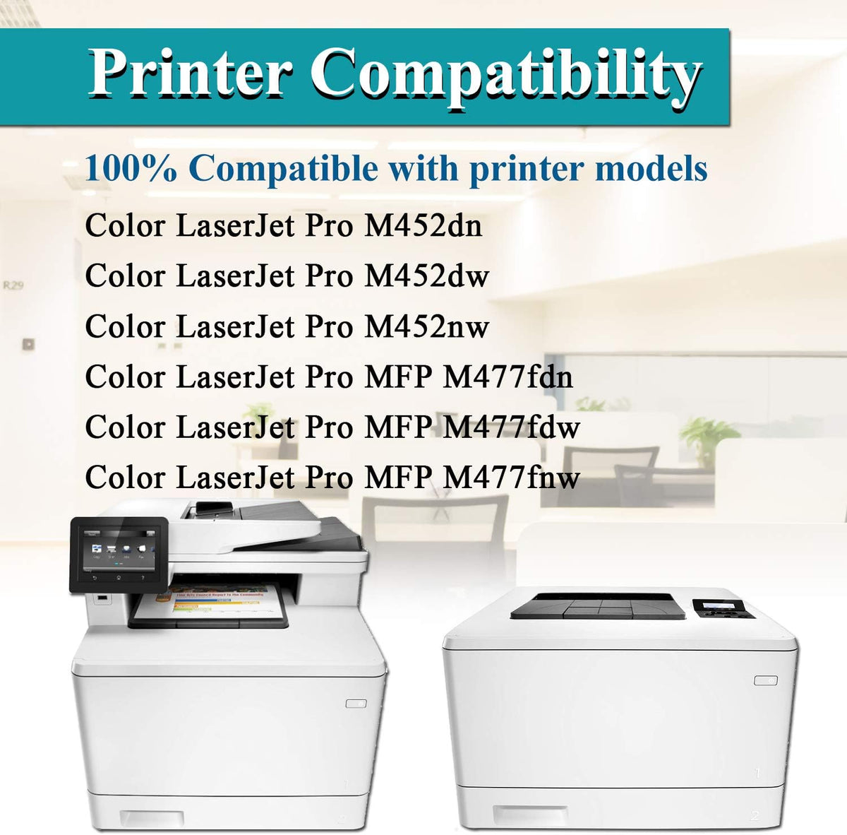 4 Pack High Yield CF410X CF411X CF412X CF413X Toner Cartridge Replacement for HP Color Pro M452 M477 MFP V958607