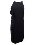 Black Ruffled Halter Dress T590