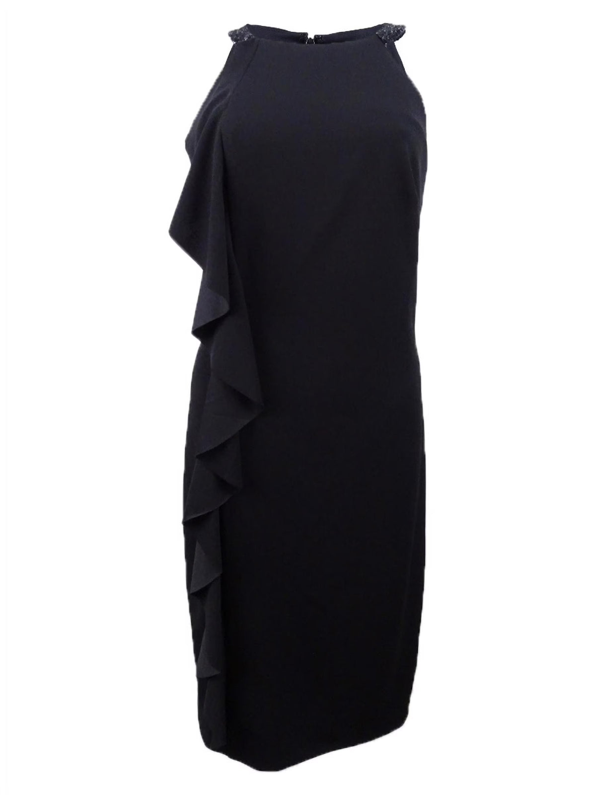 Black Ruffled Halter Dress T590