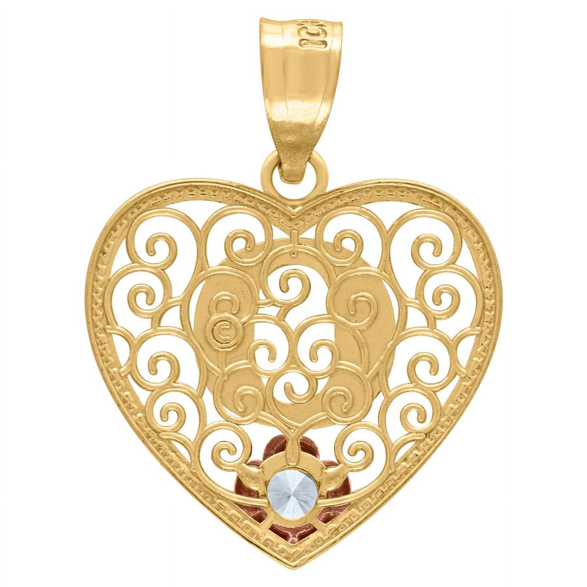 Tri color Gold Love Heart Letter O Charm Pendant Necklace P424592