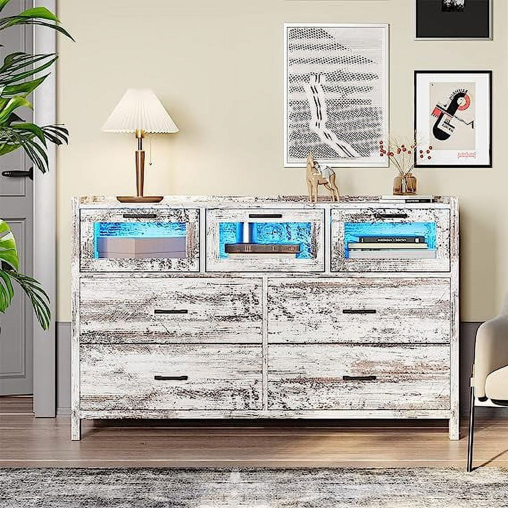 White 7 Drawer Wood Dresser B515