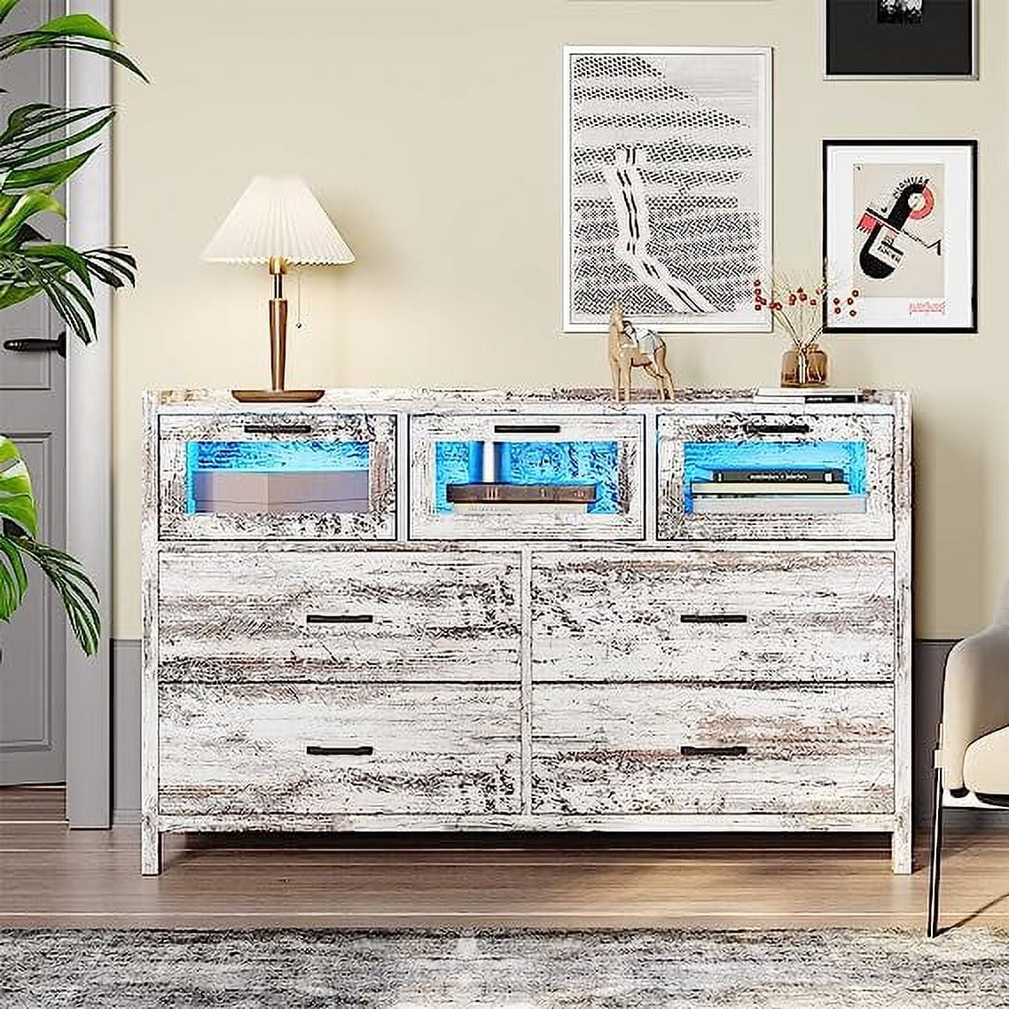 White 7 Drawer Wood Dresser B515