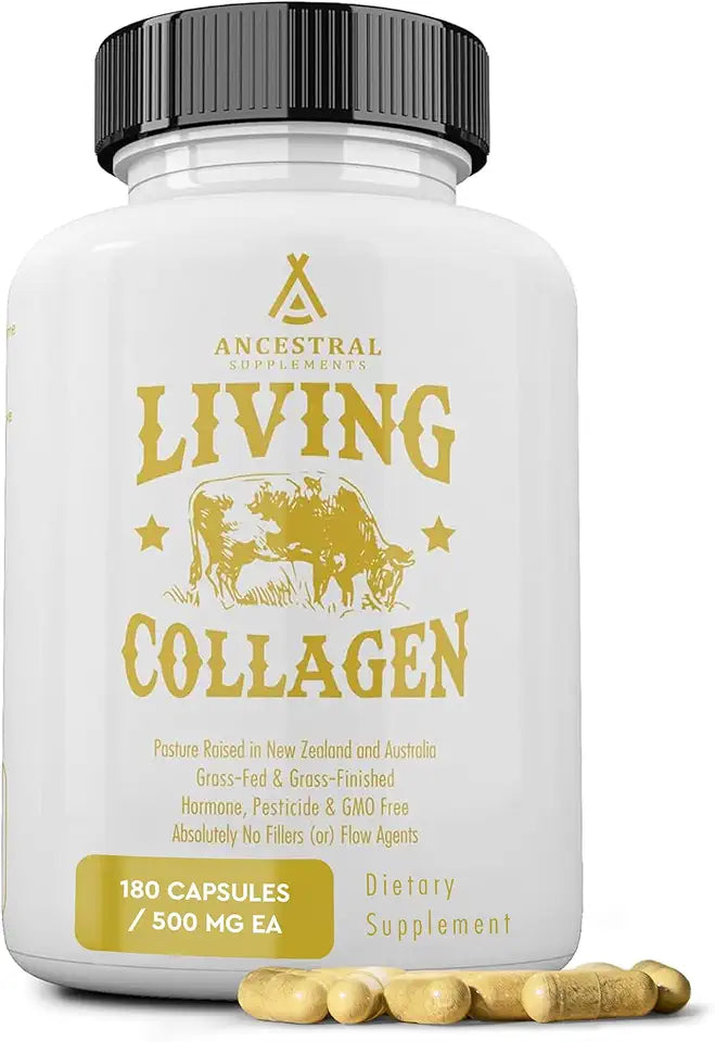 Grass Fed Beef Collagen Powder Supplement, 3000mg, Type II, 180 Capsules P88677