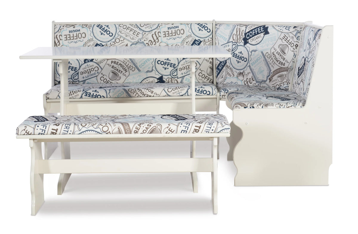 White Dining Nook with Table and Bench J6415