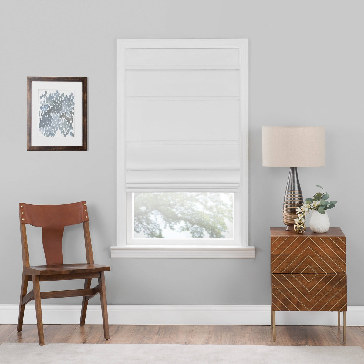 White Cordless Blackout Roman Shade U742