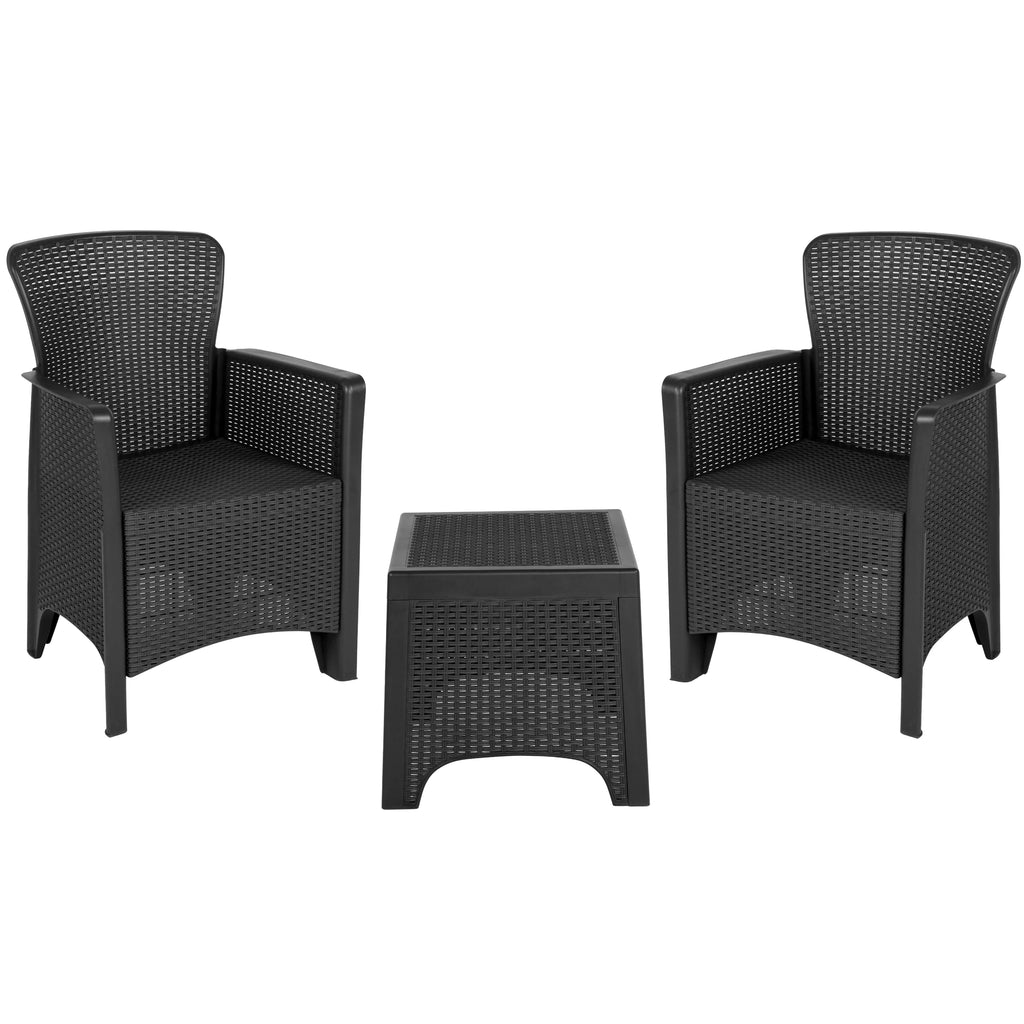 Faux Rattan Wicker Lounge Chairs and Side Table D40853