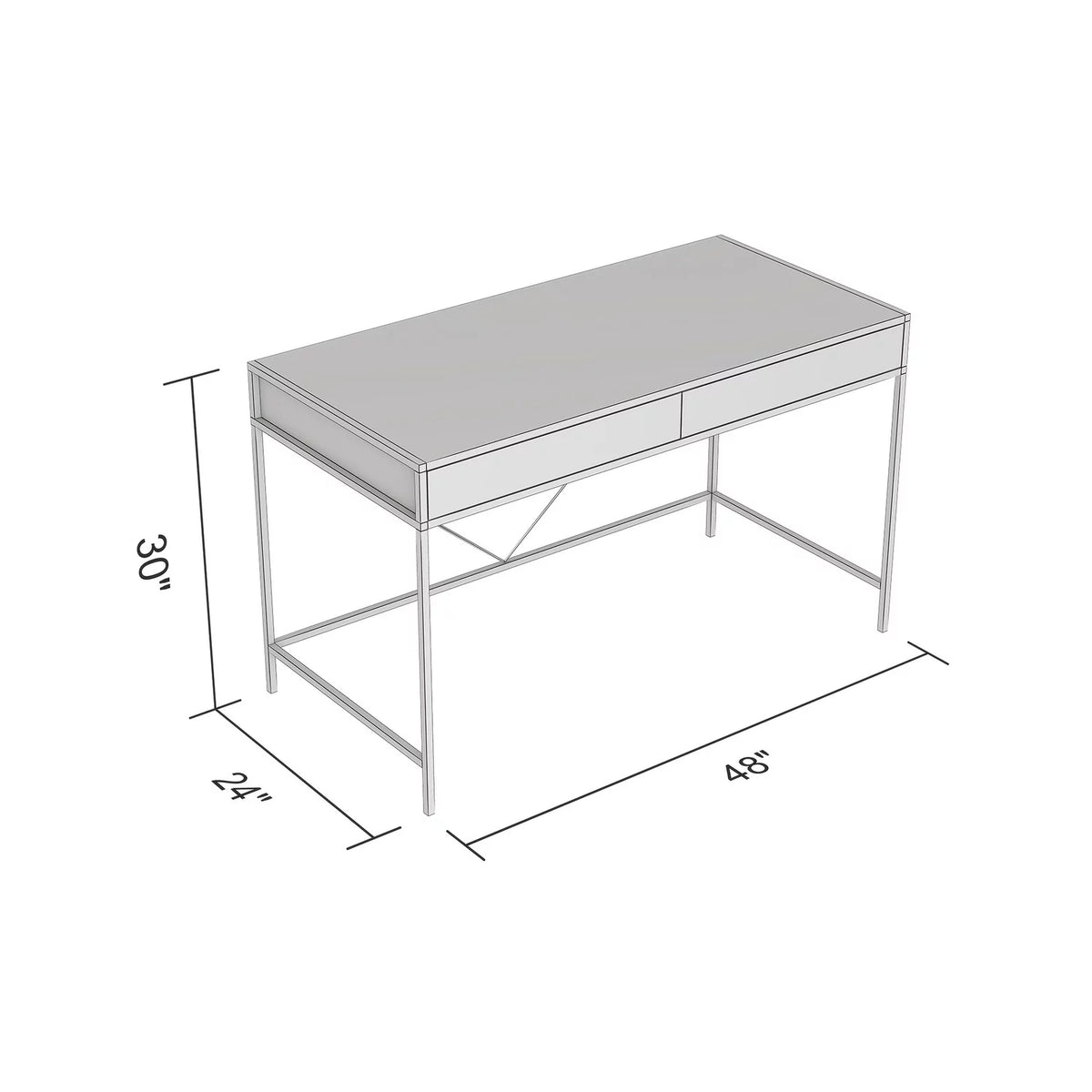 49"L 2-Drawers Black Metal Computer Desk C9950